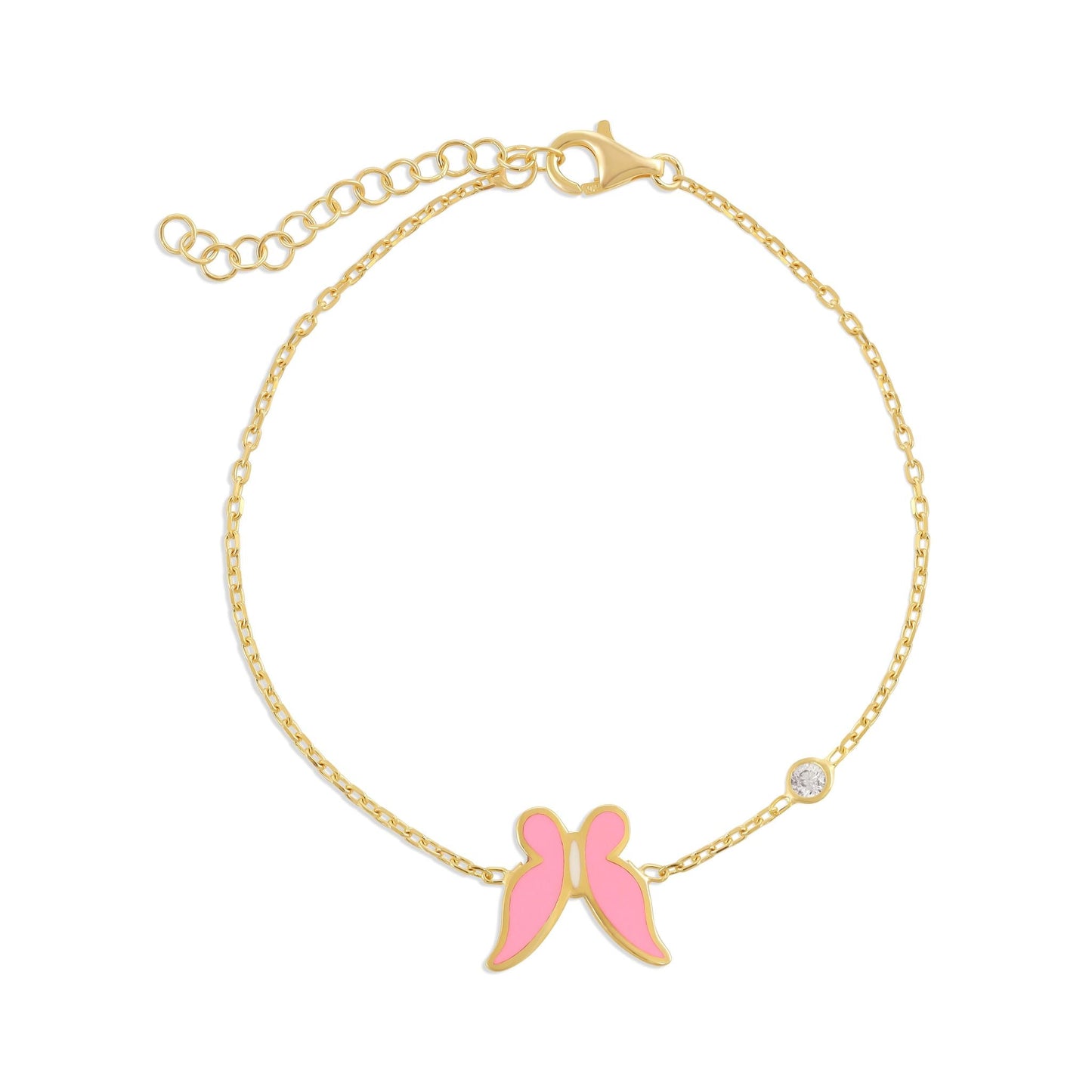 925 sterling silver pink butterfly bracelet PBR8006 - P - FJewellery