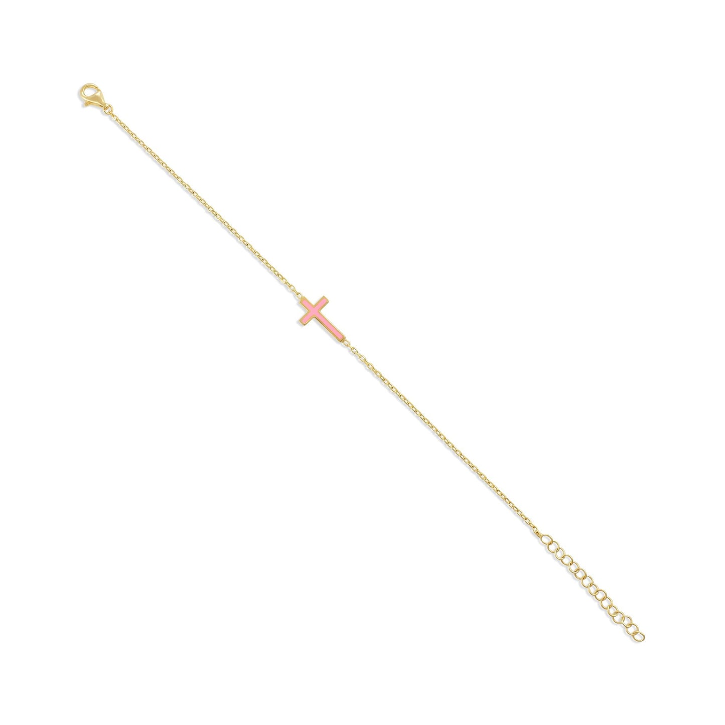 925 sterling silver pink cross bracelet PBR8007 - P - FJewellery