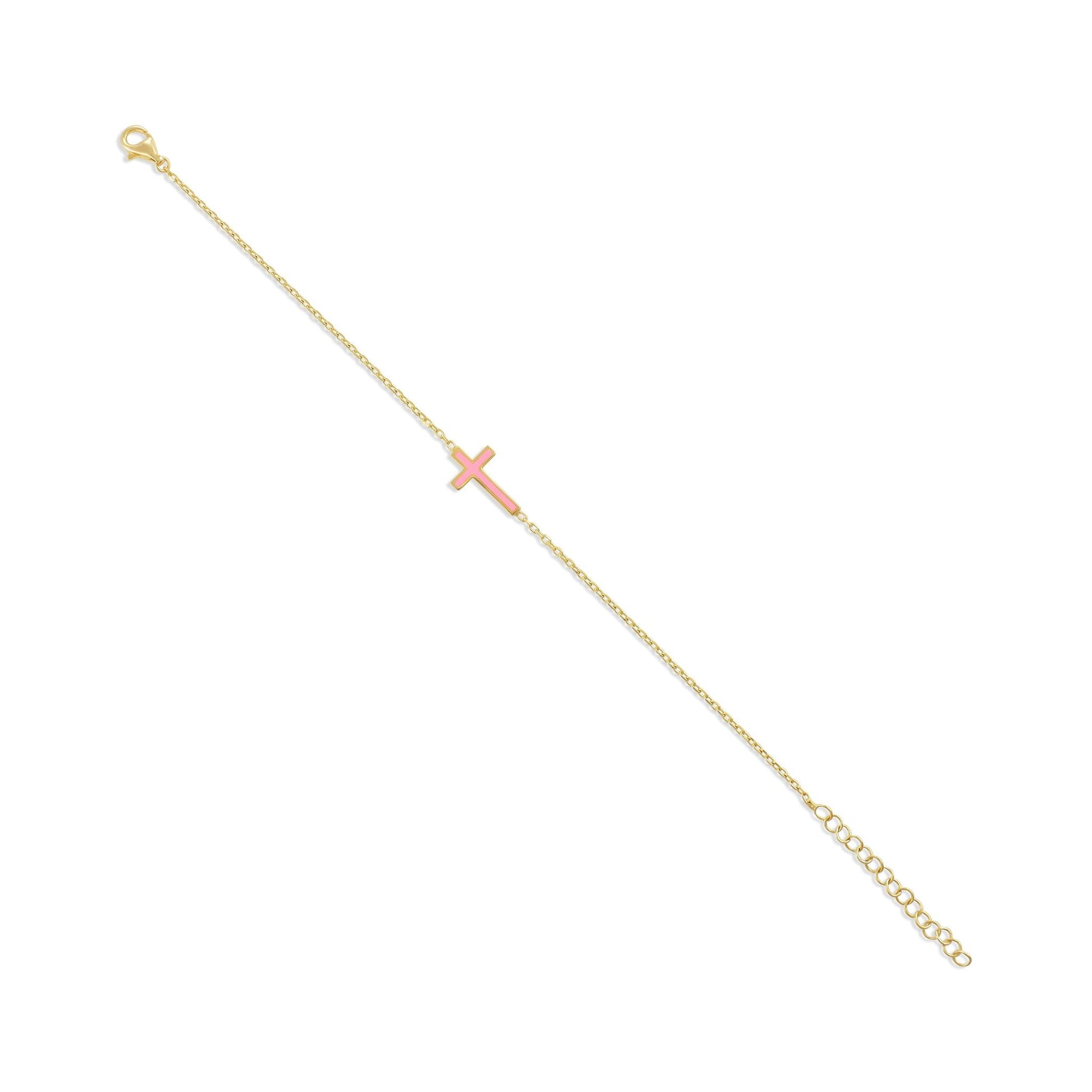 925 sterling silver pink cross bracelet PBR8007 - P - FJewellery