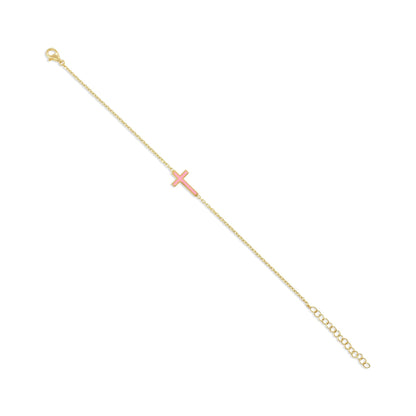 925 sterling silver pink cross bracelet PBR8007 - P - FJewellery