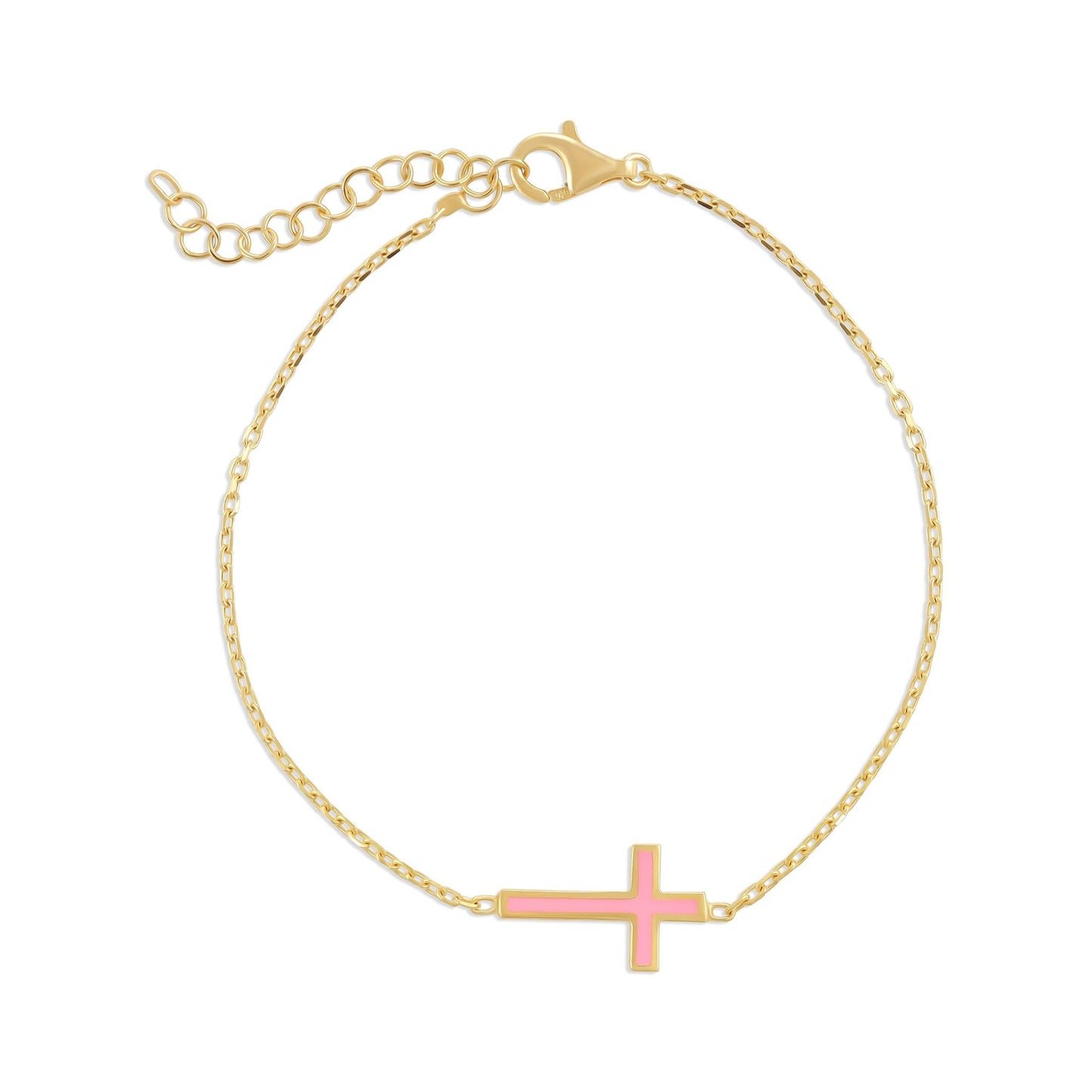 925 sterling silver pink cross bracelet PBR8007 - P - FJewellery