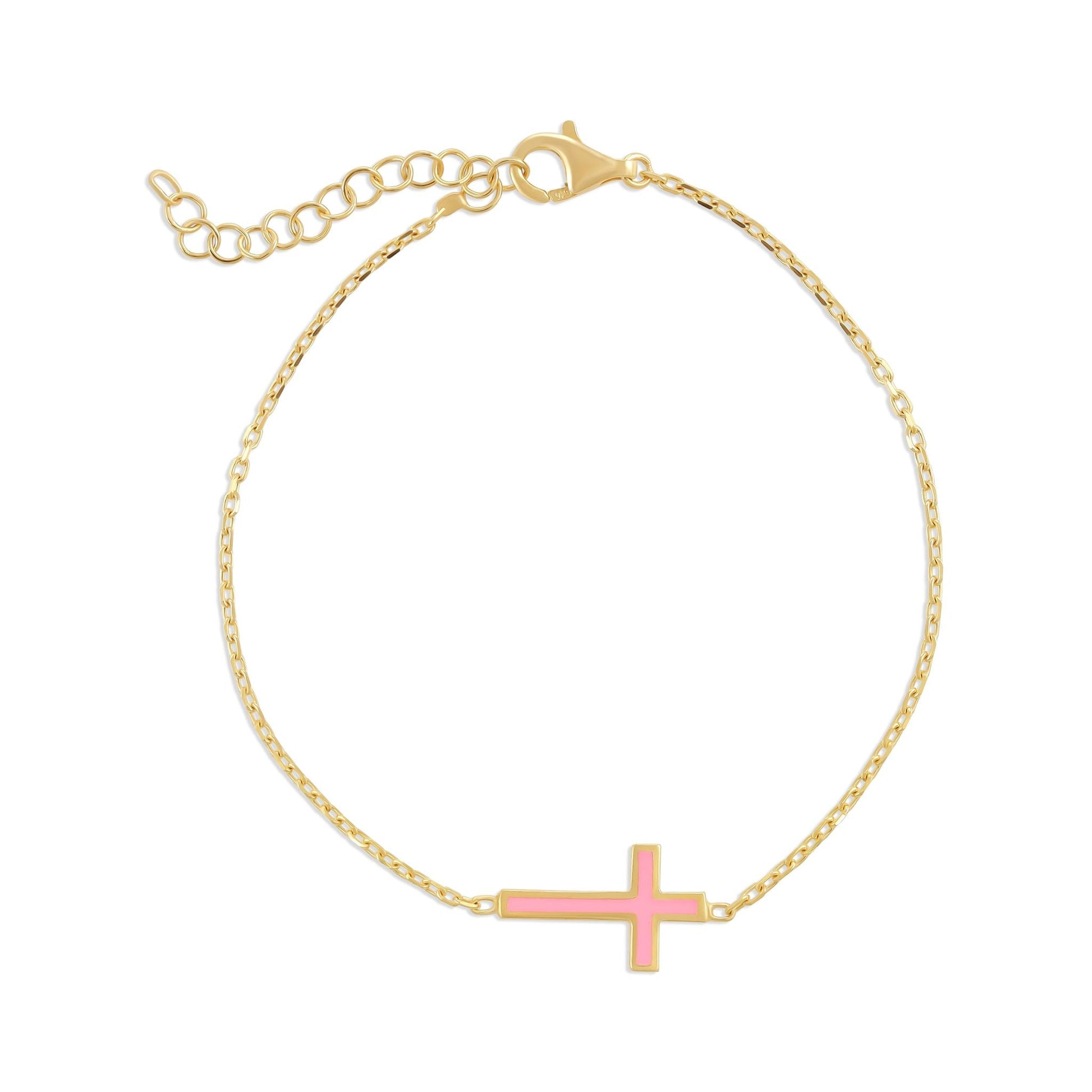 925 sterling silver pink cross bracelet PBR8007 - P - FJewellery