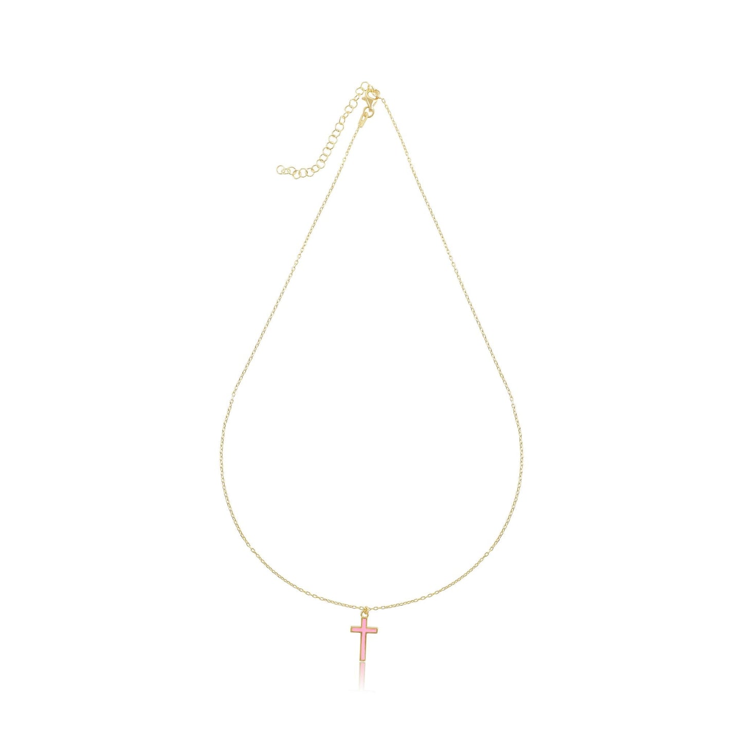 925 sterling silver pink cross necklace PNK8007 - P - FJewellery