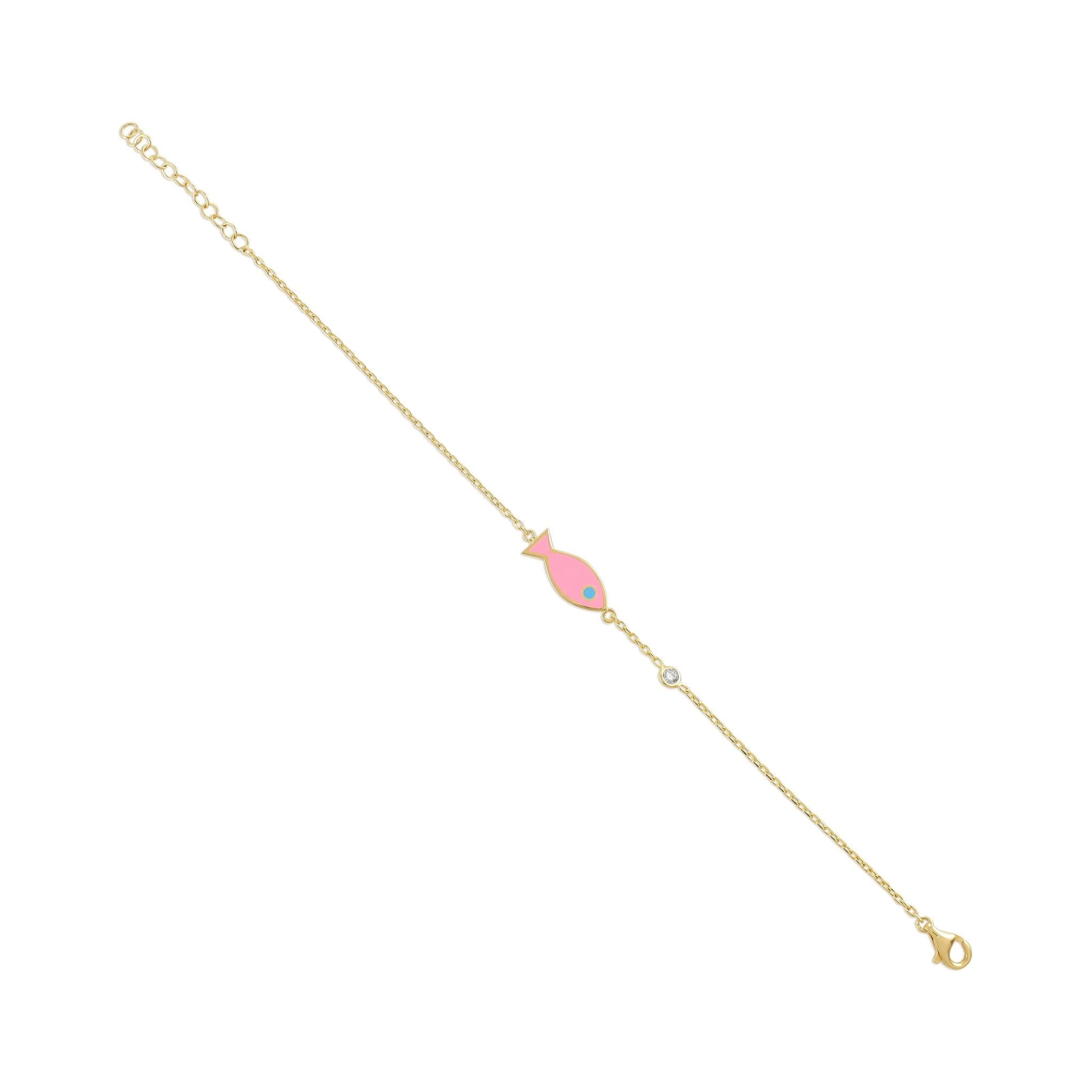 925 sterling silver pink fish bracelet PBR8005 - P - FJewellery