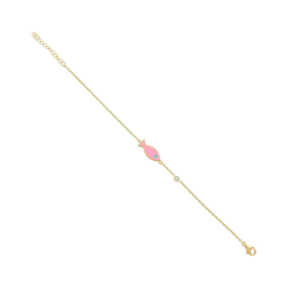 925 sterling silver pink fish bracelet PBR8005 - P - FJewellery