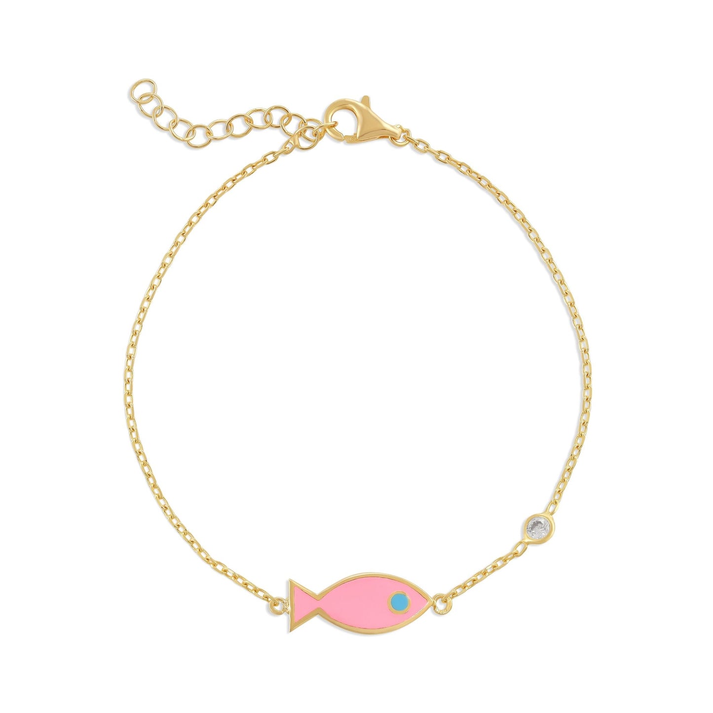 925 sterling silver pink fish bracelet PBR8005 - P - FJewellery