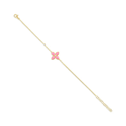 925 sterling silver pink flower bracelet PBR8004 - P - FJewellery