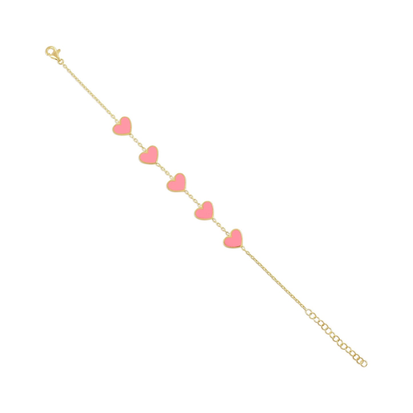 925 sterling silver pink heart bracelet PBR8002 - P - FJewellery