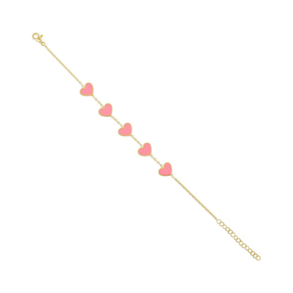 925 sterling silver pink heart bracelet PBR8002 - P - FJewellery