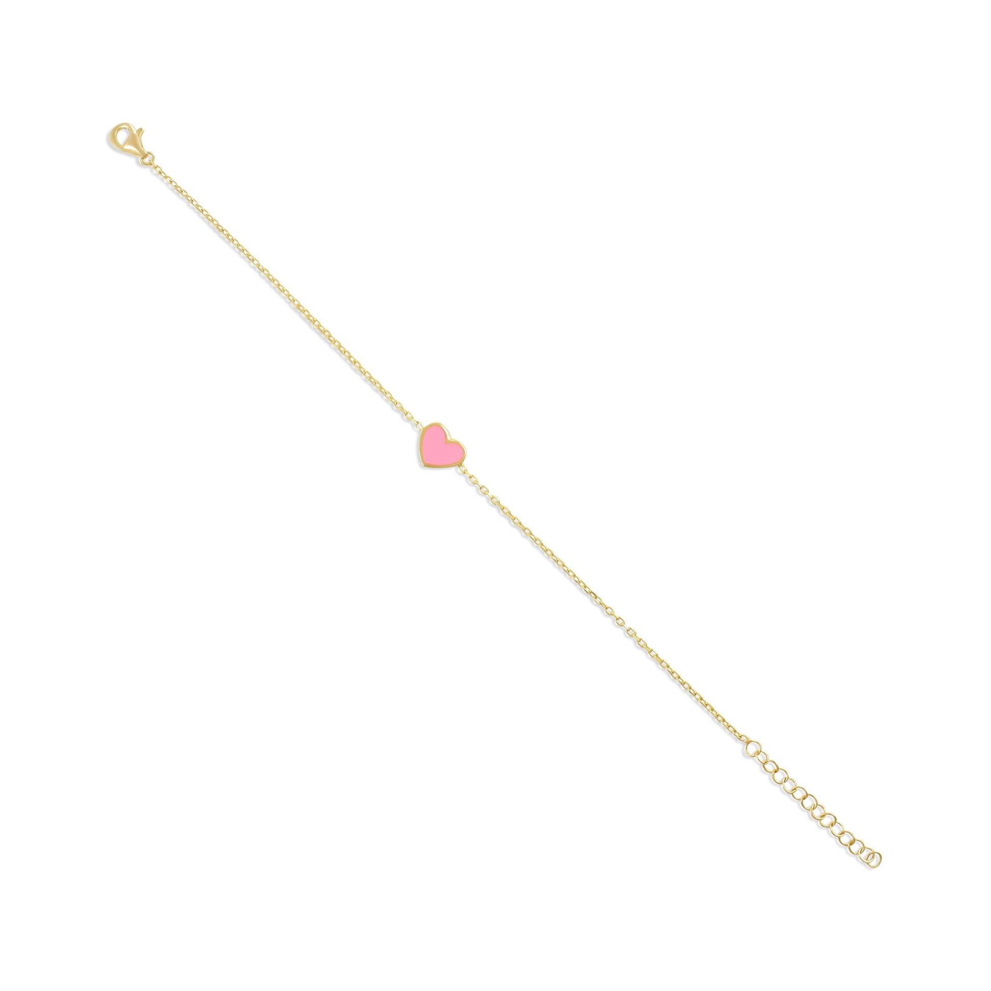 925 sterling silver pink heart bracelet PBR8003 - P - FJewellery