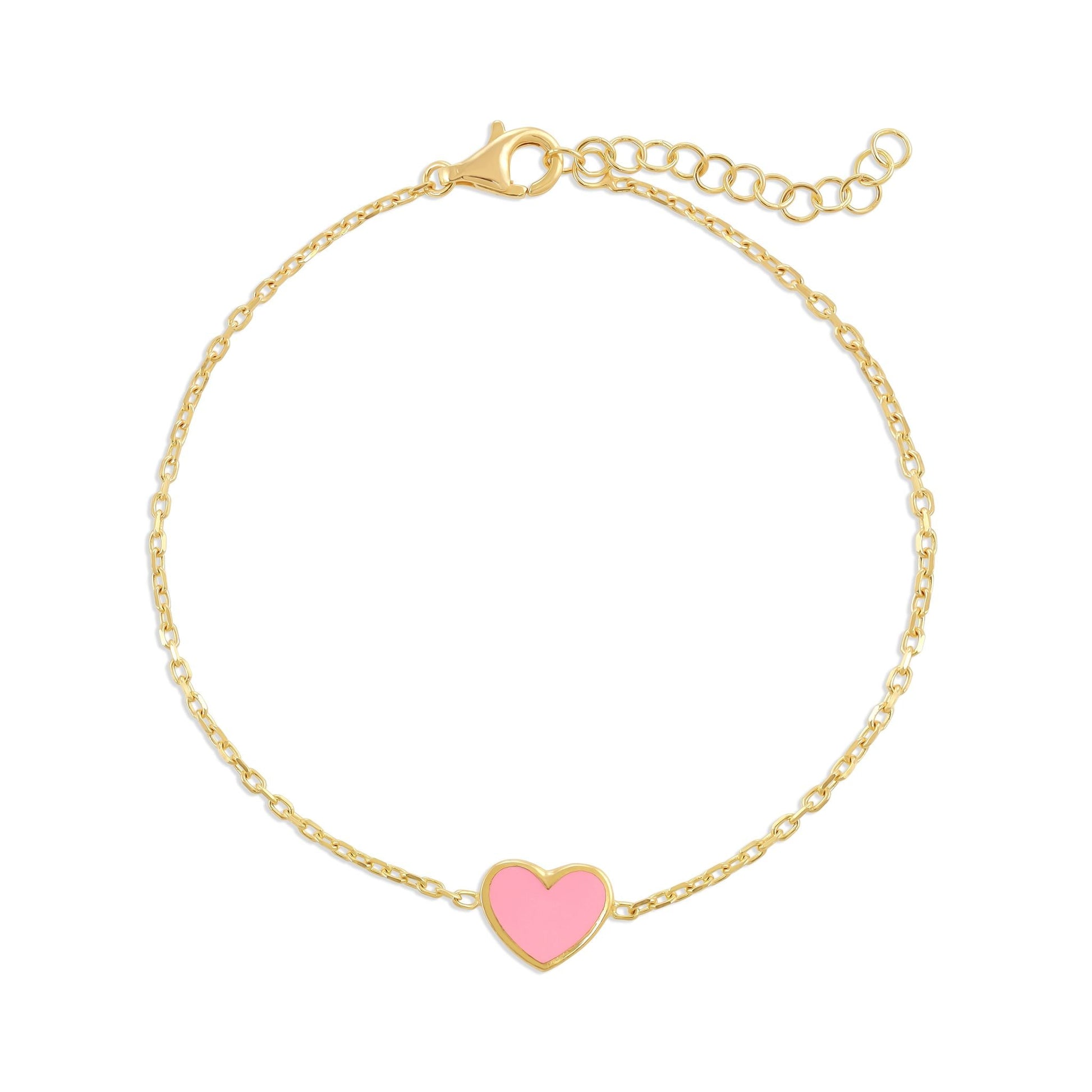 925 sterling silver pink heart bracelet PBR8003 - P - FJewellery
