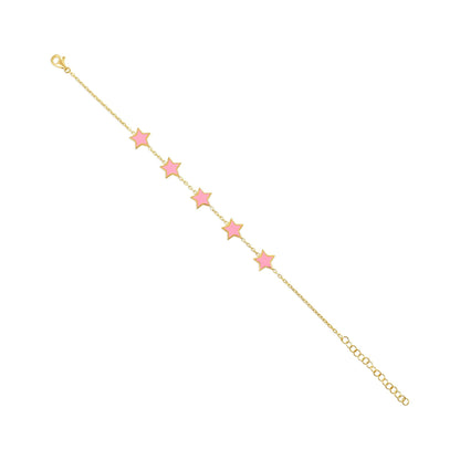 925 sterling silver pink star bracelet PBR8001 - P - FJewellery
