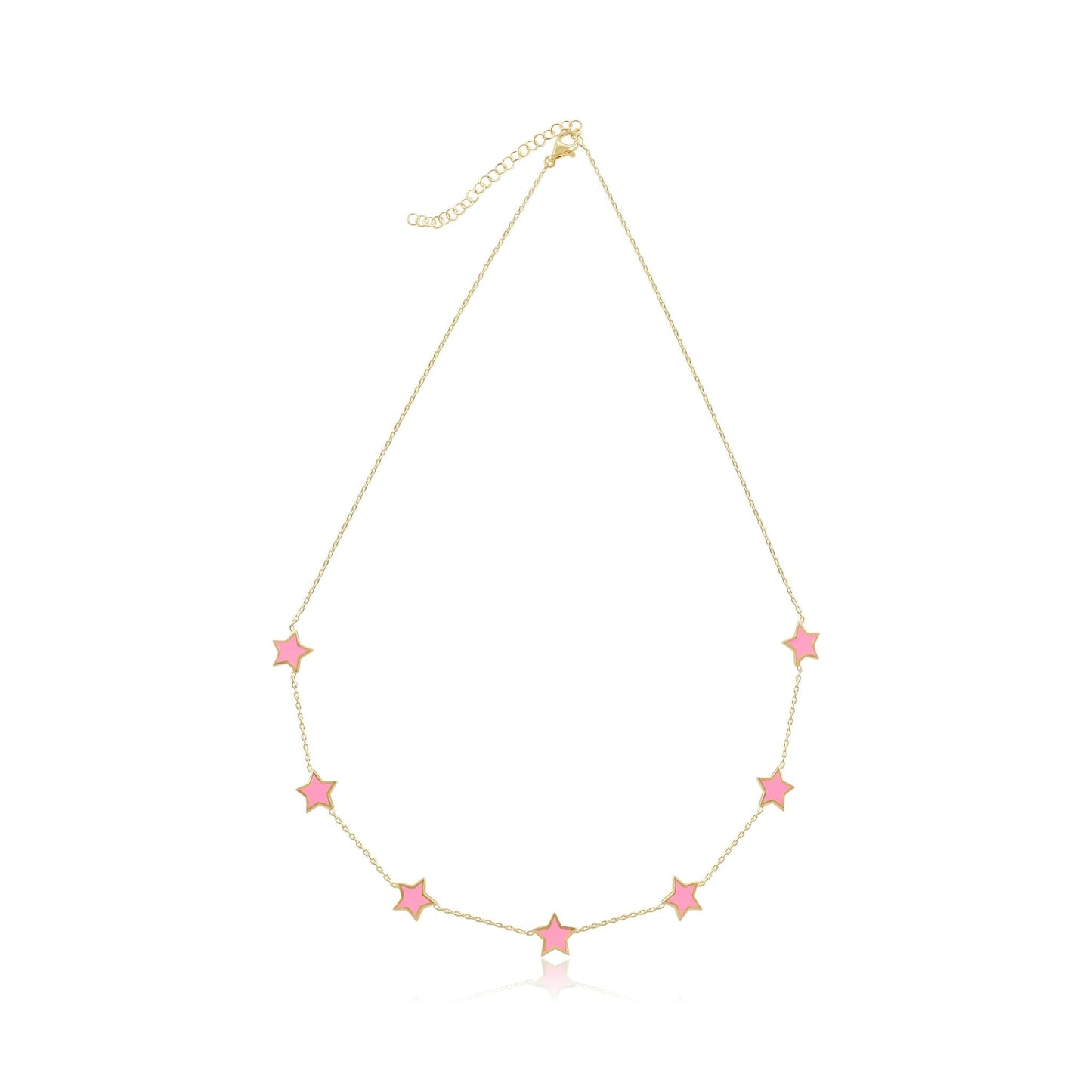 925 sterling silver pink star necklace PNK8001 - P - FJewellery
