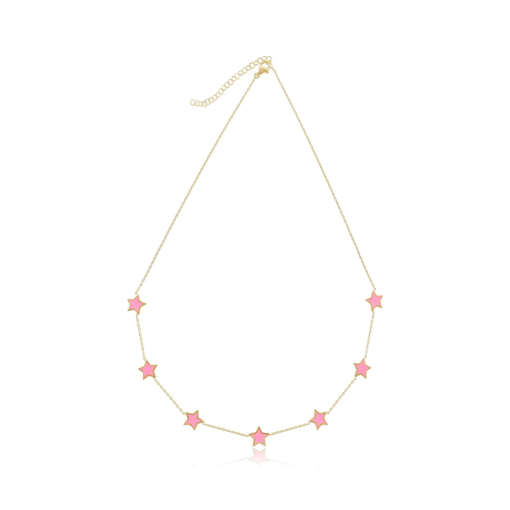925 sterling silver pink star necklace PNK8001 - P - FJewellery
