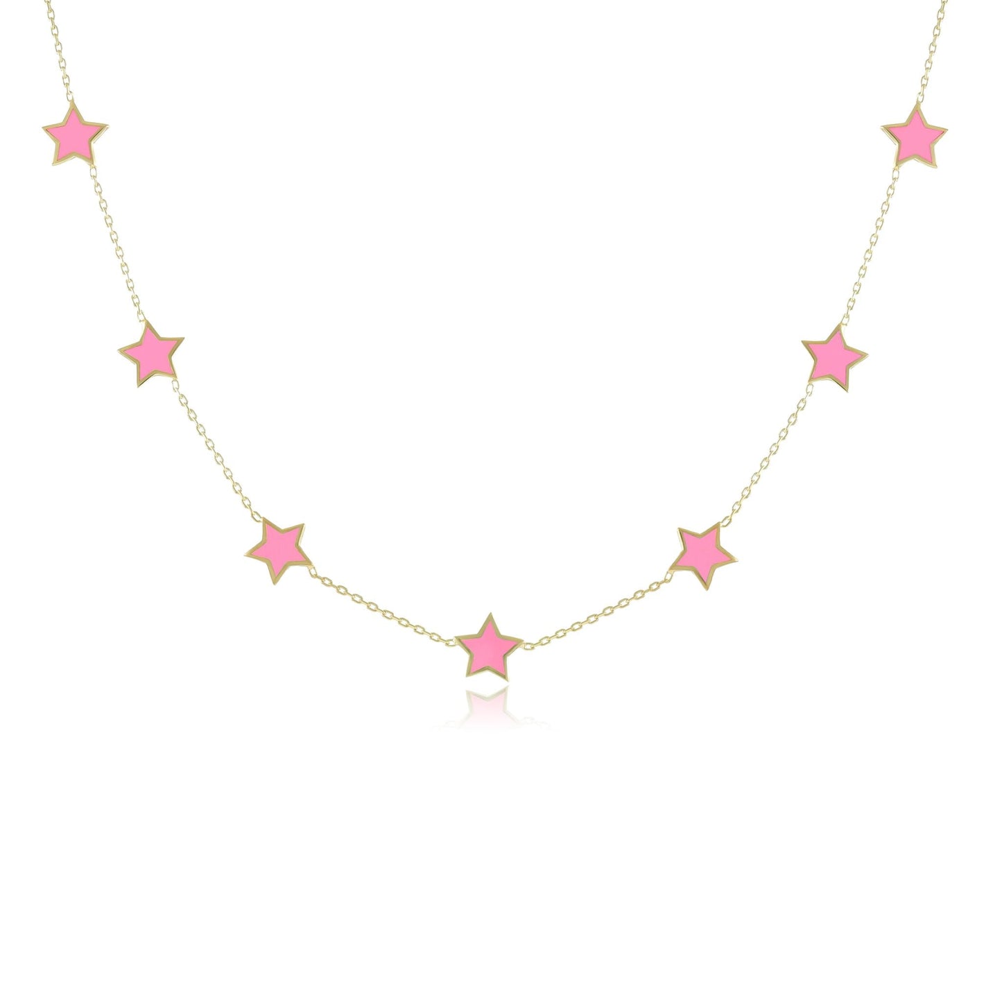 925 sterling silver pink star necklace PNK8001 - P - FJewellery