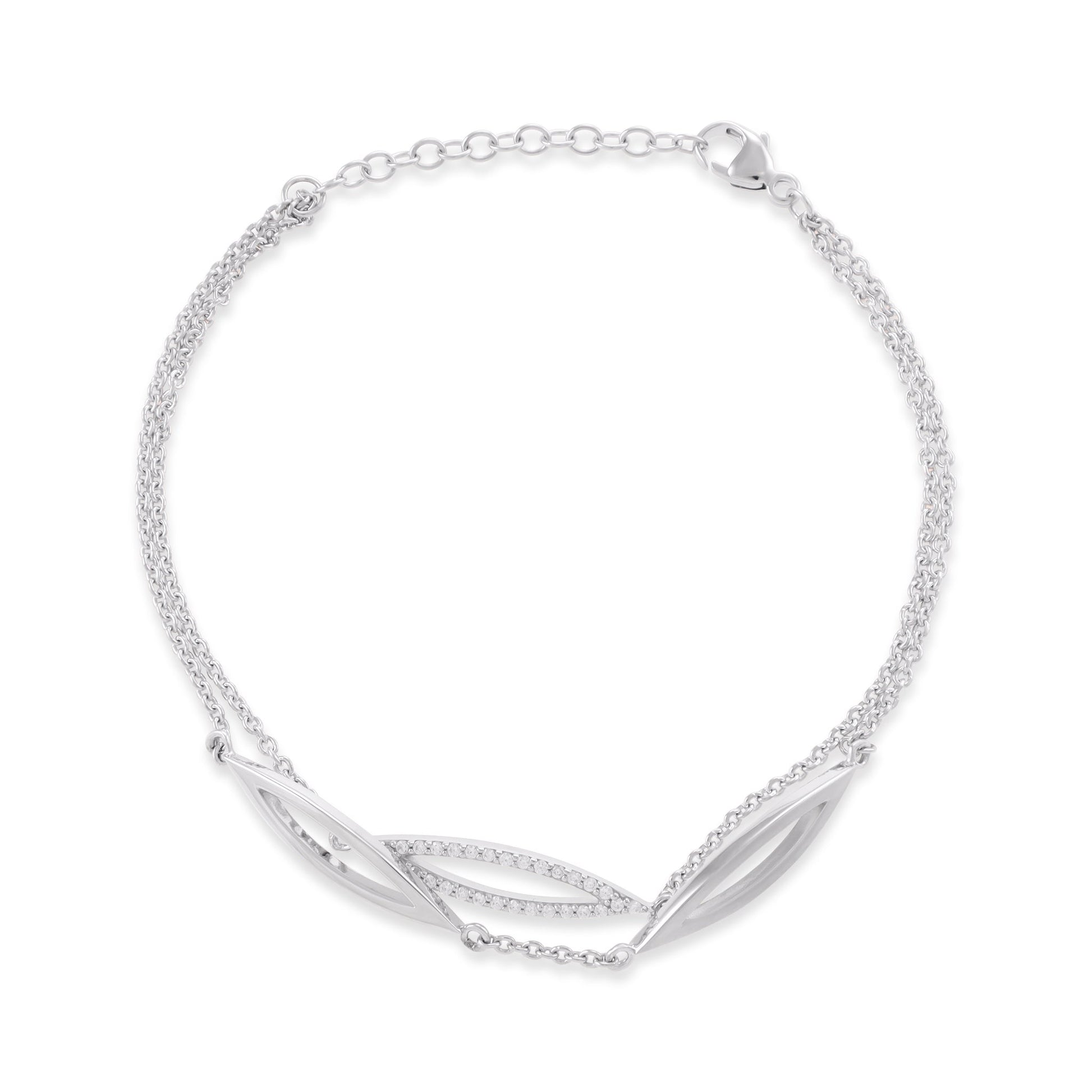 925 Sterling Silver Rhodium Plated Cubic Zirconia Bracelet SBR2001 - FJewellery