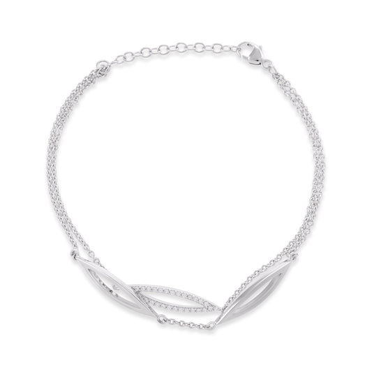 925 Sterling Silver Rhodium Plated Cubic Zirconia Bracelet SBR2001 - FJewellery