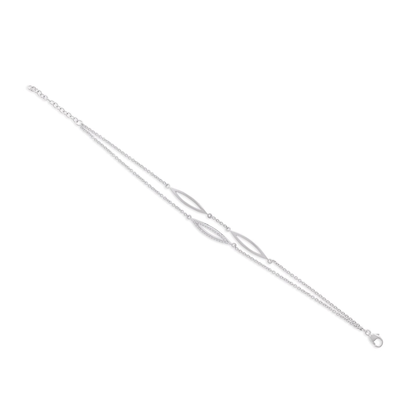 925 Sterling Silver Rhodium Plated Cubic Zirconia Bracelet SBR2001 - FJewellery