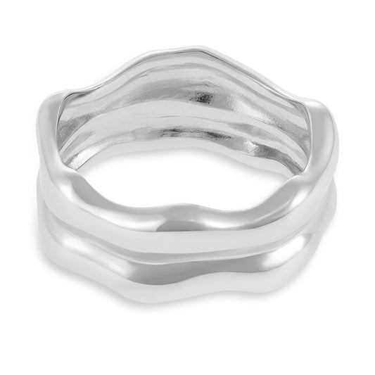925 Sterling silver Rhodium plated Double Twist ring SRN1002 - FJewellery