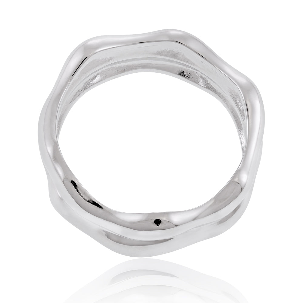 925 Sterling silver Rhodium plated Double Twist ring SRN1002 - FJewellery