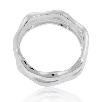 925 Sterling Silver  Rhodium Plated Double Twist Ring
