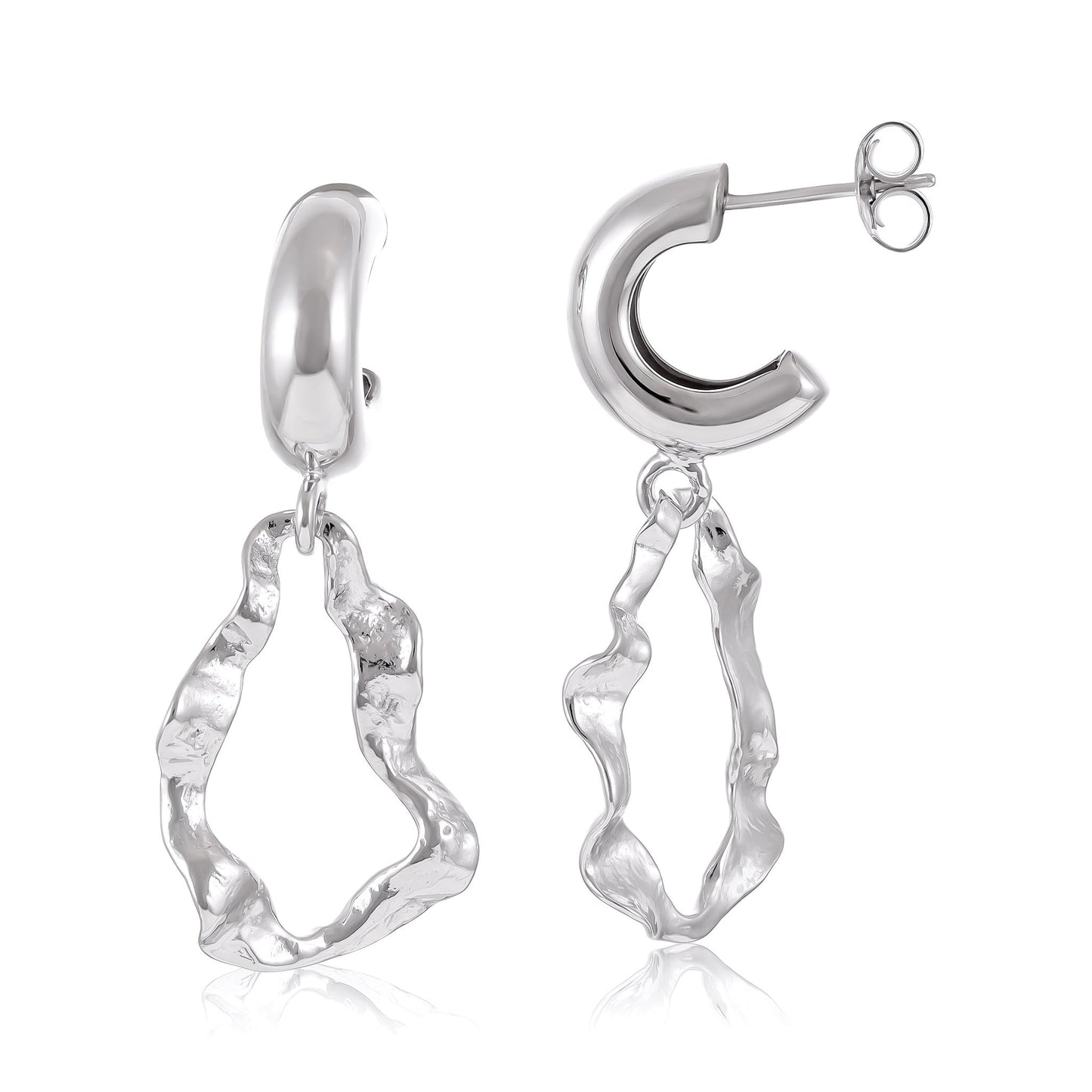 925 Sterling Silver Rhodium Plated Earrings With Twisted Drop SER3014 - FJewellery