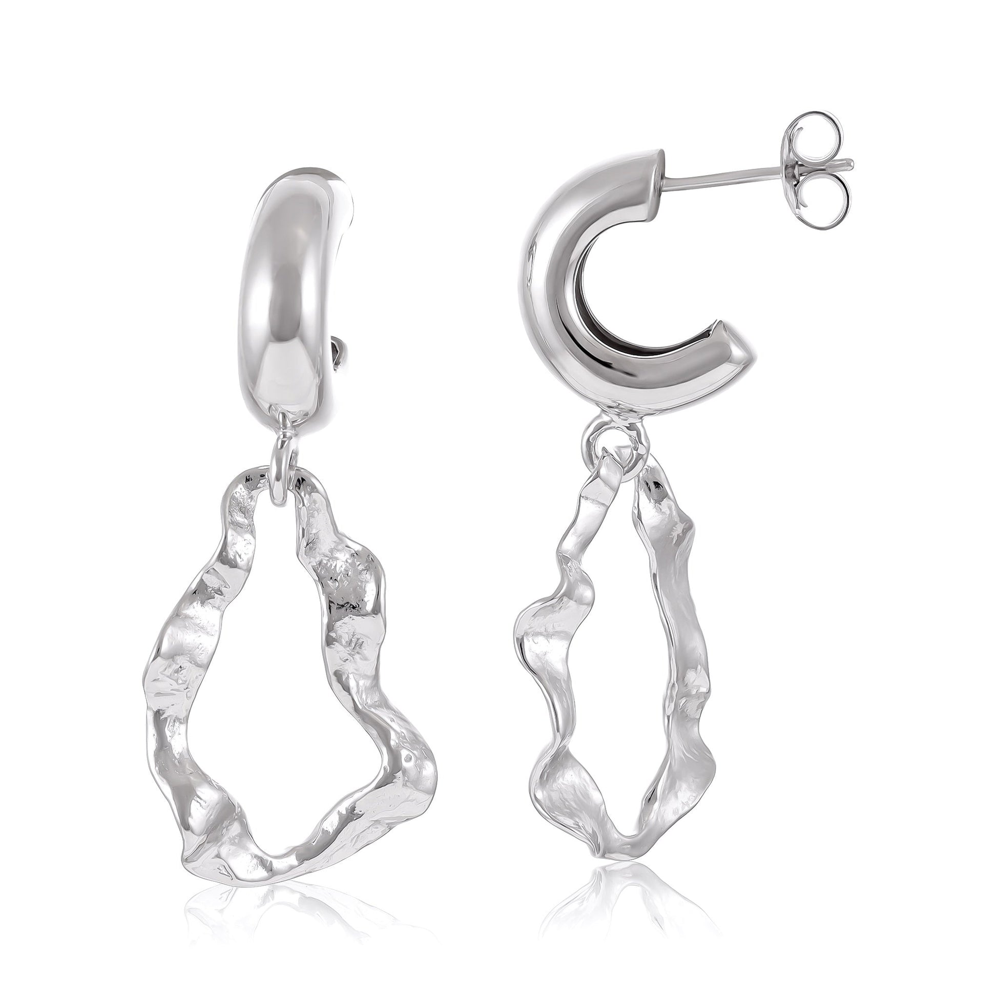 925 Sterling Silver Rhodium Plated Earrings With Twisted Drop SER3014 - FJewellery