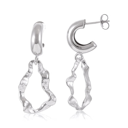 925 Sterling Silver Rhodium Plated Earrings With Twisted Drop SER3014 - FJewellery