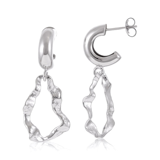 925 Sterling Silver Rhodium Plated Earrings With Twisted Drop SER3014 - FJewellery