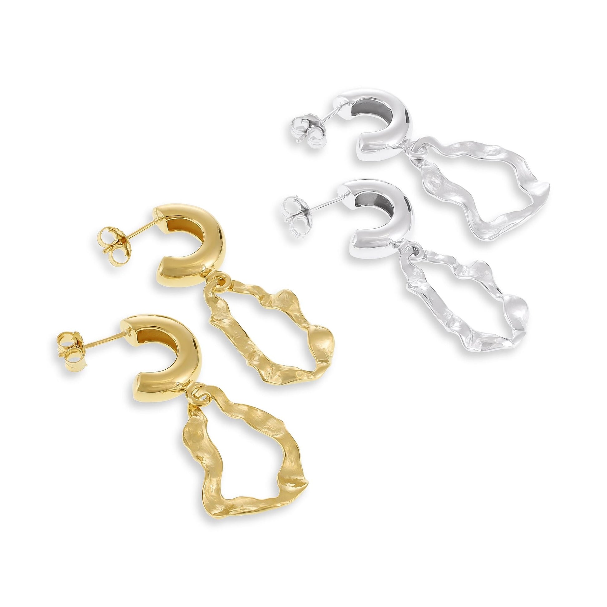 925 Sterling Silver Rhodium Plated Earrings With Twisted Drop SER3014 - FJewellery