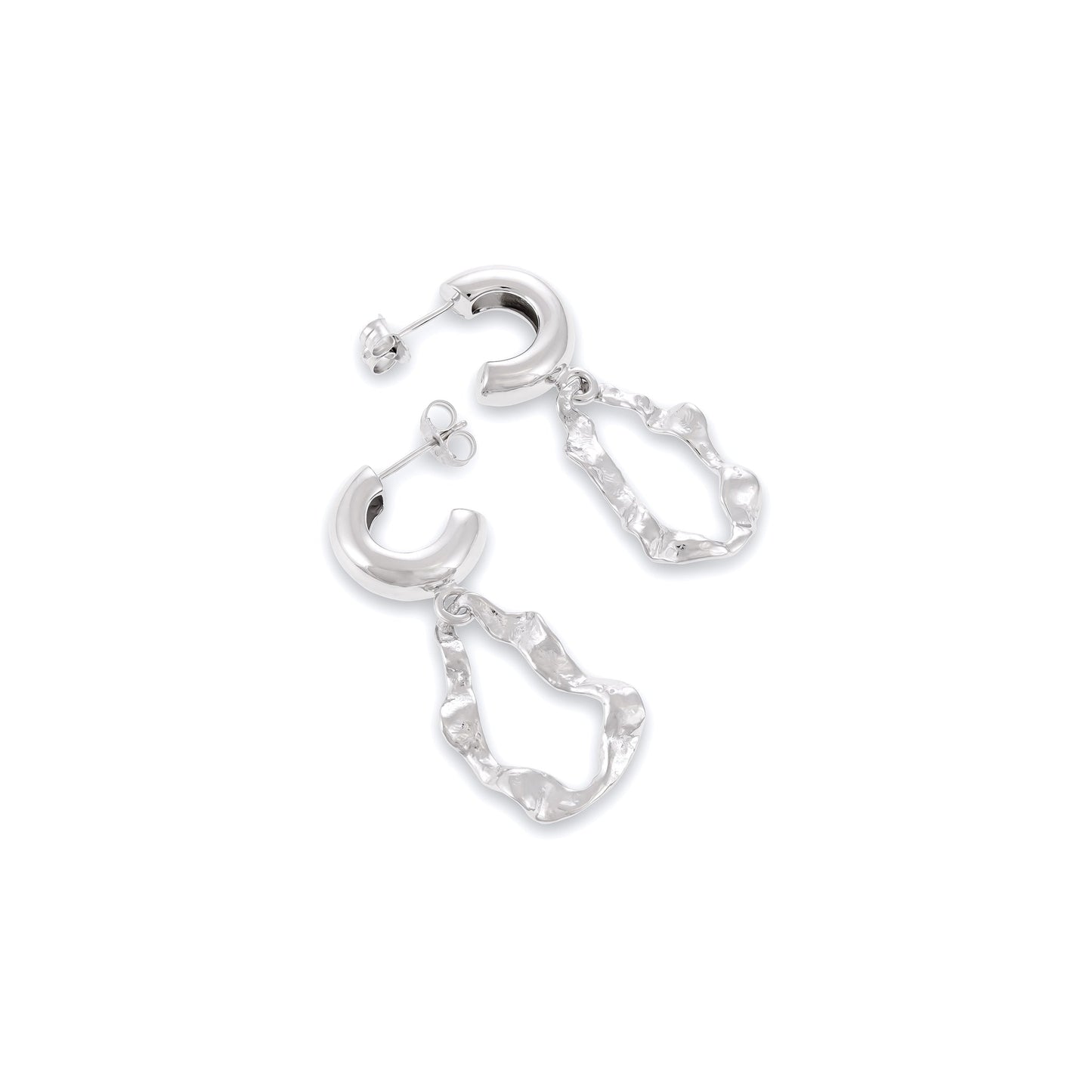 925 Sterling Silver Rhodium Plated Earrings With Twisted Drop SER3014 - FJewellery