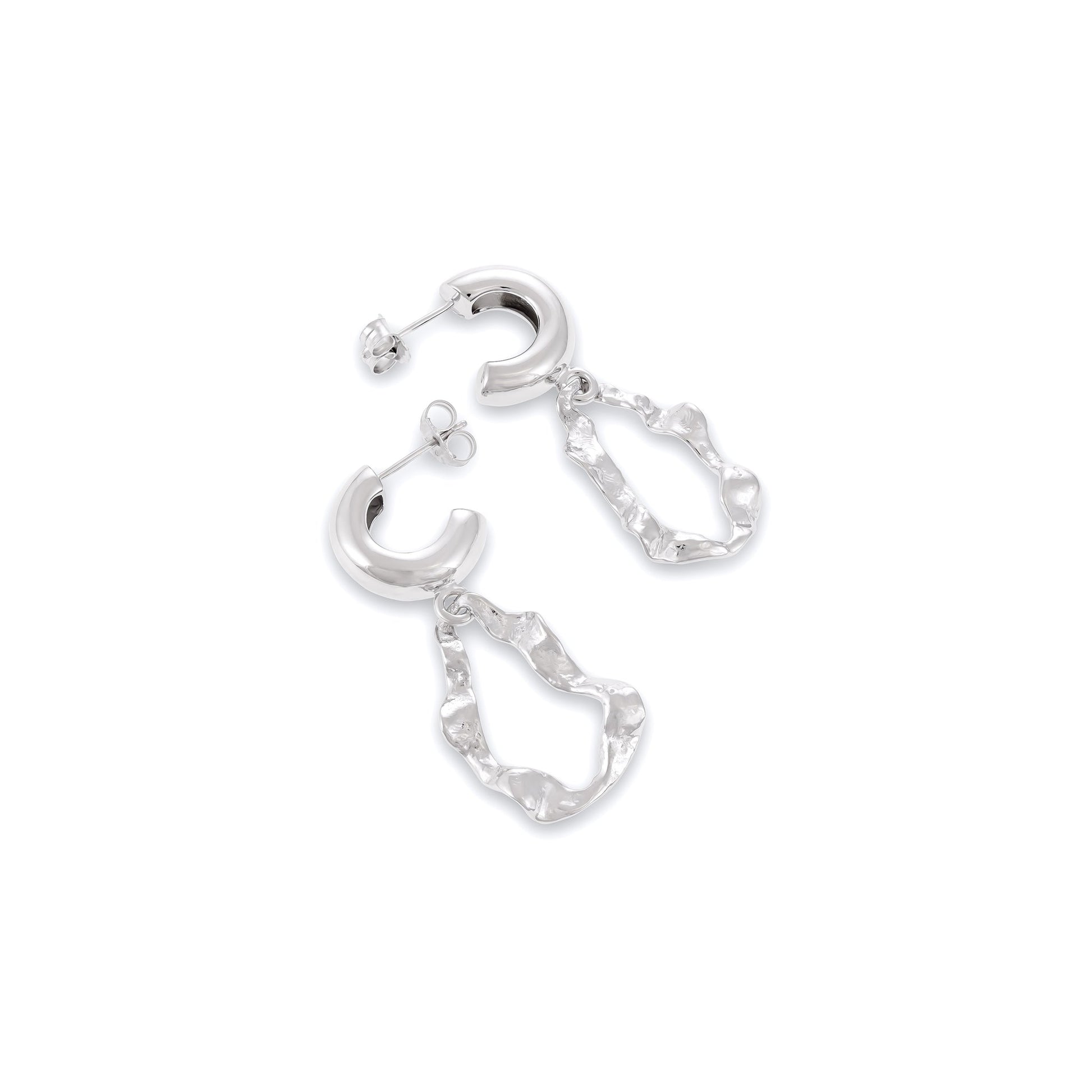 925 Sterling Silver Rhodium Plated Earrings With Twisted Drop SER3014 - FJewellery