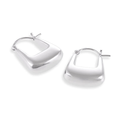 925 Sterling Silver Rhodium Plated Huggie Earrings SER1005 - FJewellery