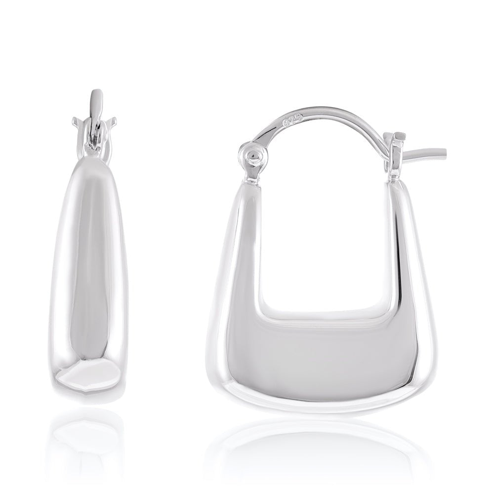 925 Sterling Silver Rhodium Plated Huggie Earrings SER1005 - FJewellery