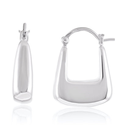 925 Sterling Silver Rhodium Plated Huggie Earrings SER1005 - FJewellery