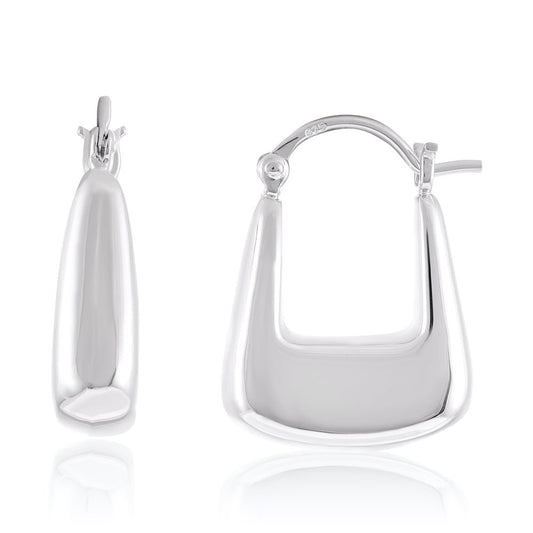 925 Sterling Silver Rhodium Plated Huggie Earrings SER1005 - FJewellery