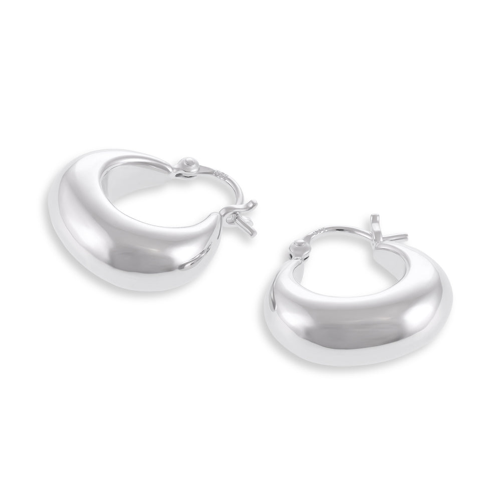 925 Sterling Silver Rhodium Plated Huggie Earrings SER1006 - FJewellery