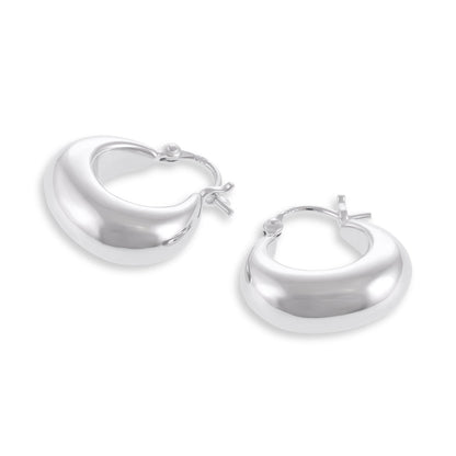 925 Sterling Silver Rhodium Plated Huggie Earrings SER1006 - FJewellery