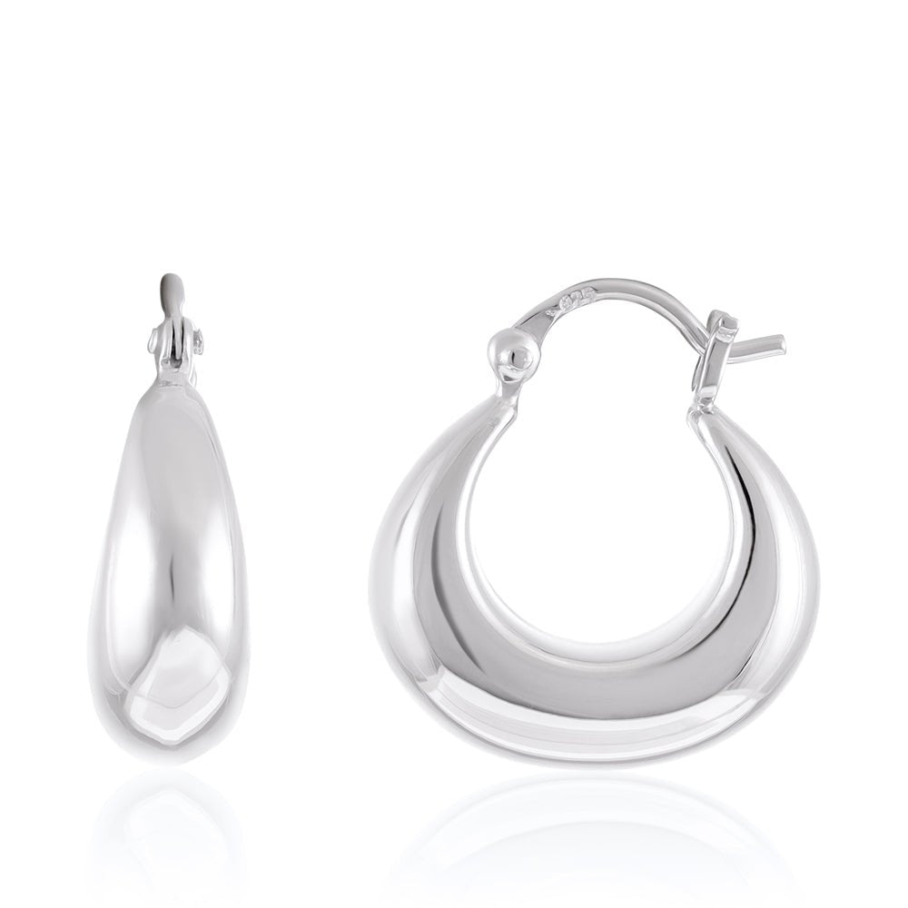 925 Sterling Silver Rhodium Plated Huggie Earrings SER1006 - FJewellery