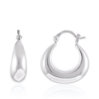 925 Sterling Silver Rhodium Plated Huggie Earrings SER1006 - FJewellery