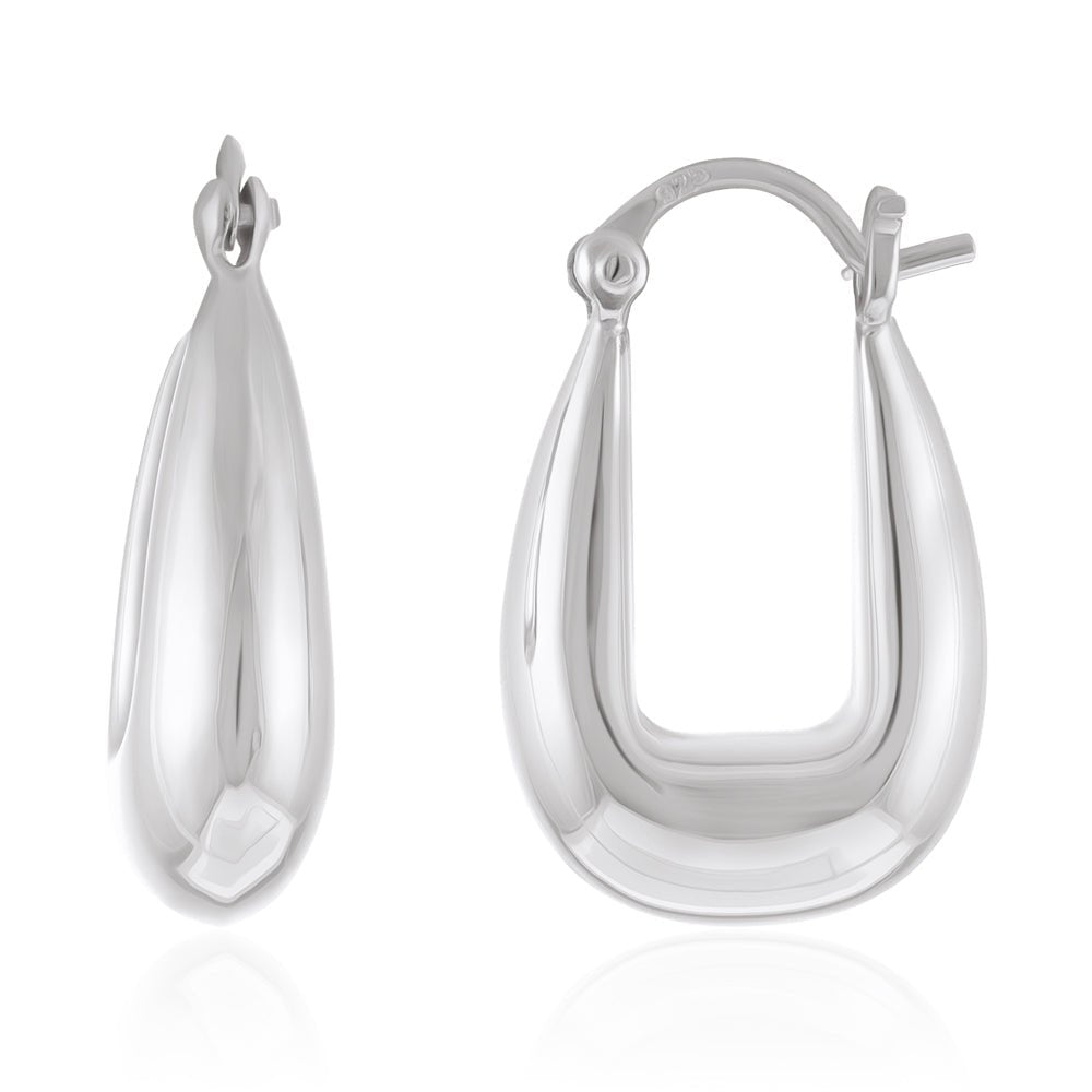 925 Sterling Silver Rhodium Plated Huggie Earrings SER1007 - FJewellery