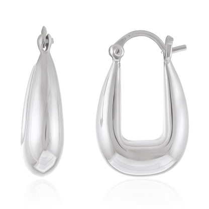 925 Sterling Silver Rhodium Plated Huggie Earrings SER1007 - FJewellery