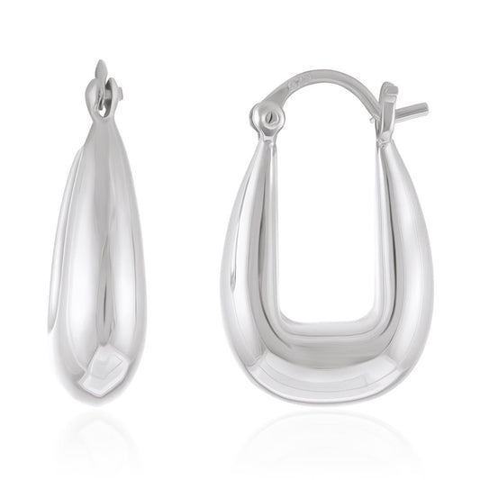 925 Sterling Silver Rhodium Plated Huggie Earrings SER1007 - FJewellery