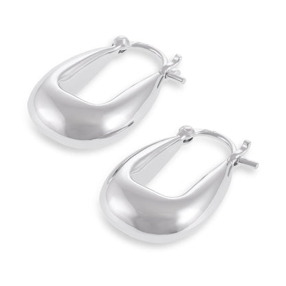 925 Sterling Silver Rhodium Plated Huggie Earrings SER1007 - FJewellery