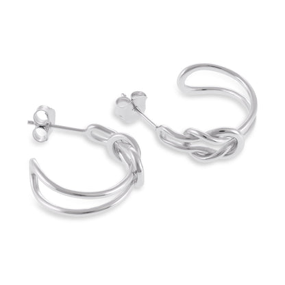 925 Sterling Silver Rhodium Plated Knot Earrings SER1009 - FJewellery