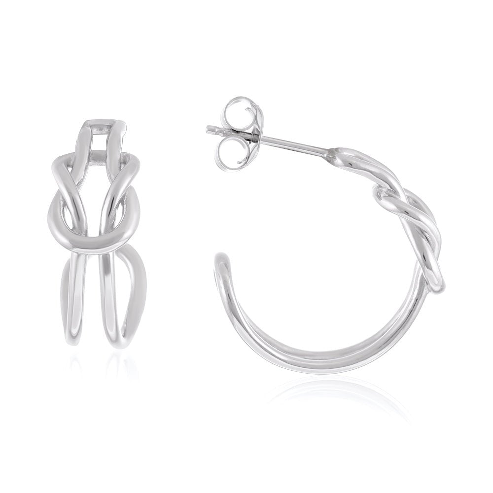 925 Sterling Silver Rhodium Plated Knot Earrings SER1009 - FJewellery