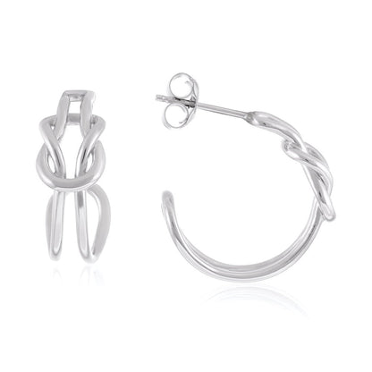925 Sterling Silver Rhodium Plated Knot Earrings SER1009 - FJewellery