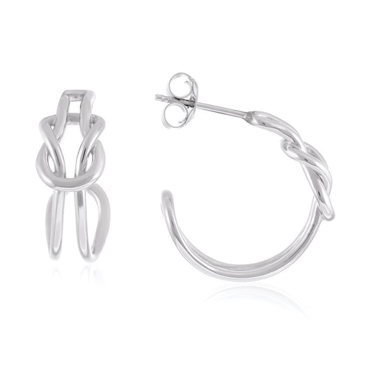 925 Sterling Silver Rhodium Plated Knot Earrings SER1009 - FJewellery