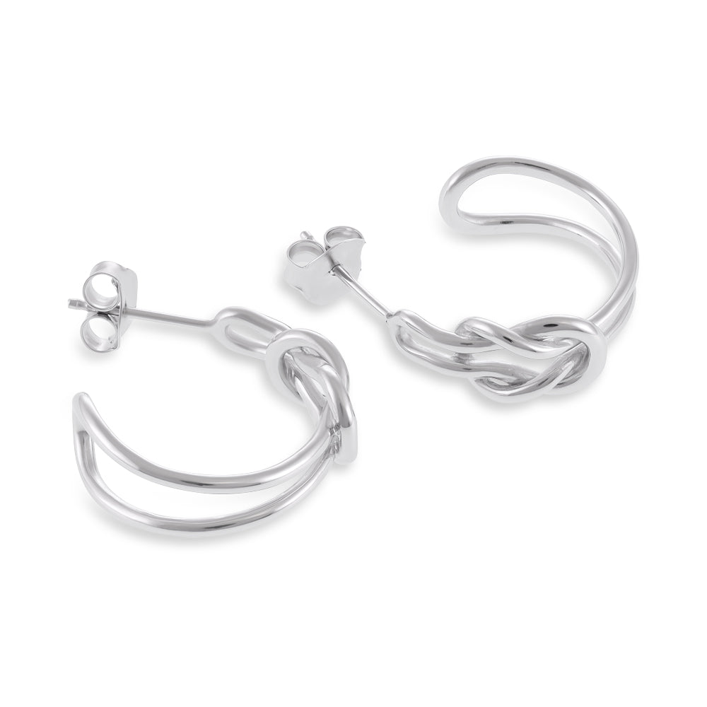 925 Sterling Silver Rhodium plated Knot Earrings SER1009 - FJewellery