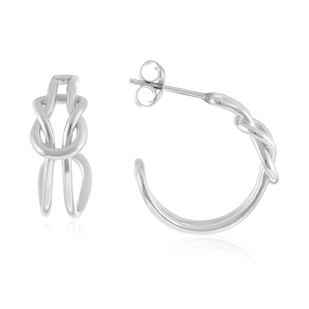 925 Sterling Silver Rhodium plated Knot Earrings SER1009 - FJewellery